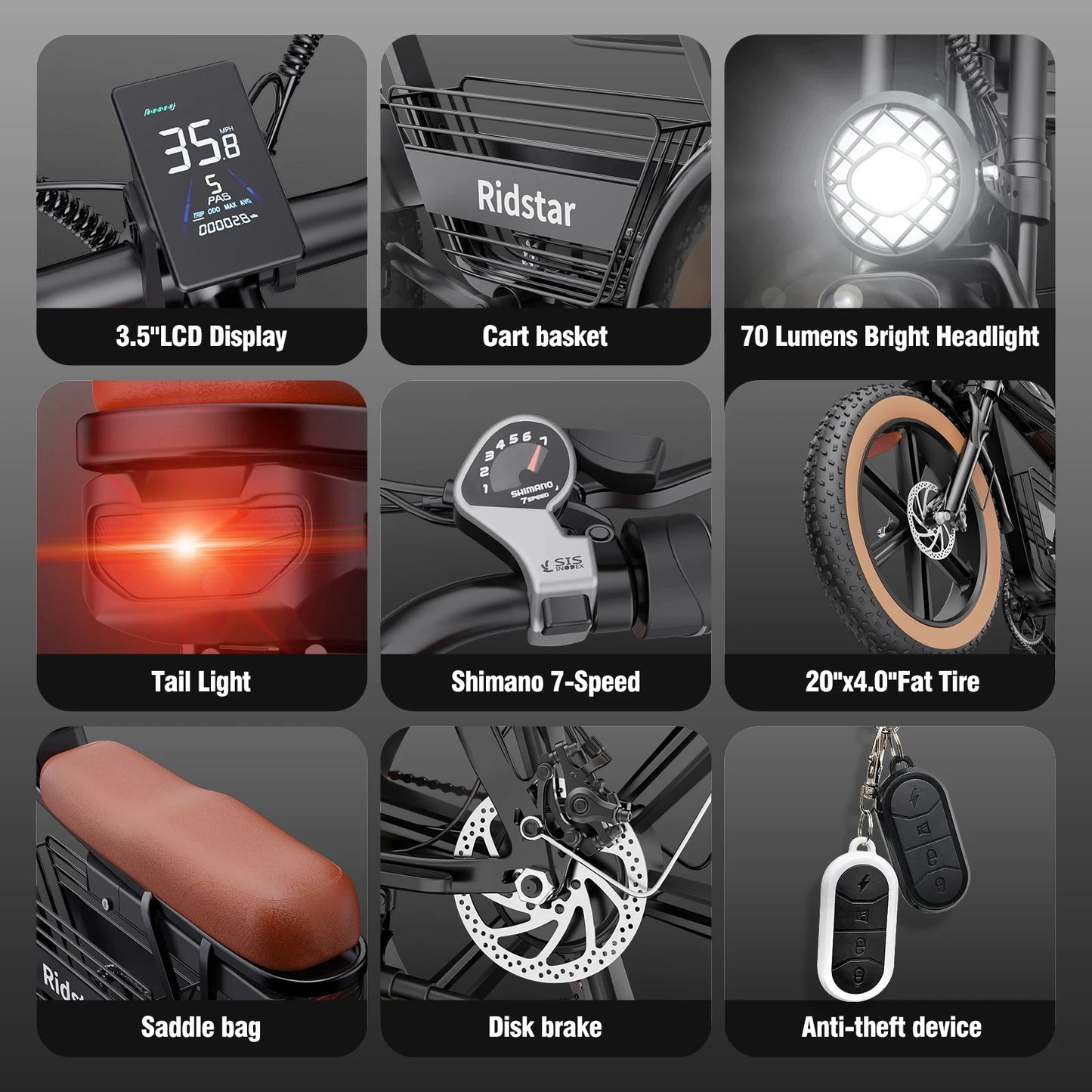 1000W 48V20AH Electric Battery Lithium All-Terrain Ebike Motorcycle 20*4.0 Fat Tire with Storage Box Electric Bicycle