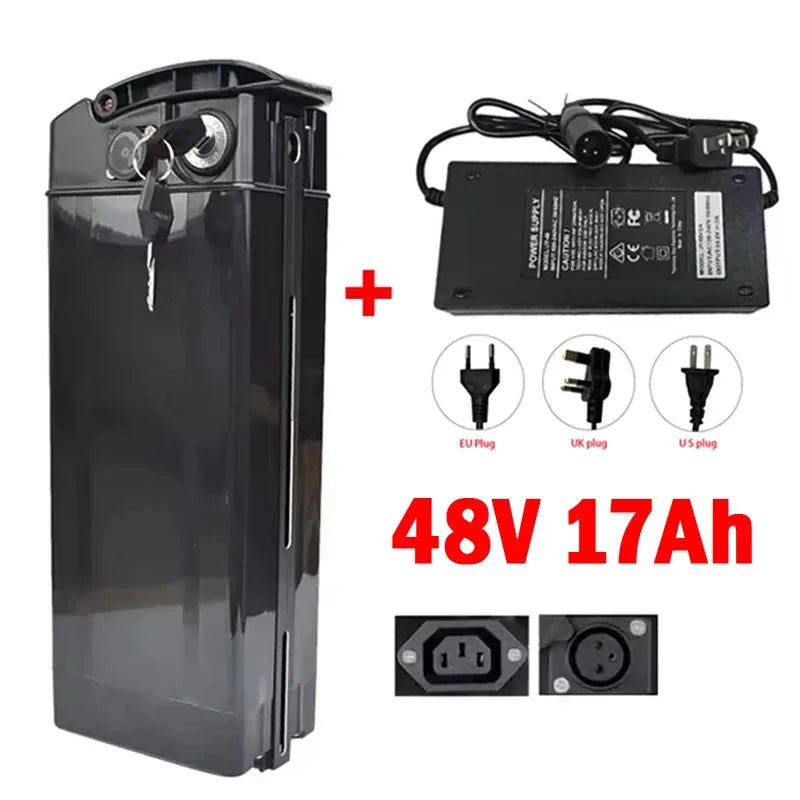 New 48V 30Ah Silverfish Battery For Electric Bike 48V 20Ah 17Ah High Capacity Batteries 18650 cells power 500-2000W
