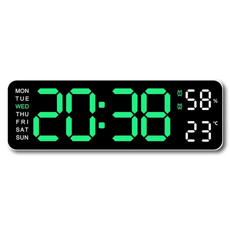 Grande horloge murale numérique de 9 pouces, alimentée par USB, température et humidité, variateur automatique, horloge de Table DST, réveil électronique LED 12/24H