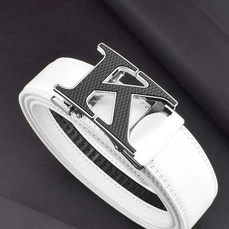 Cinturón de cuero blanco de alta calidad letra k para hombres Diseñadores de lujo famosos hombres jóvenes piel de vaca marca Jeans casual moda Cinturón Hombre