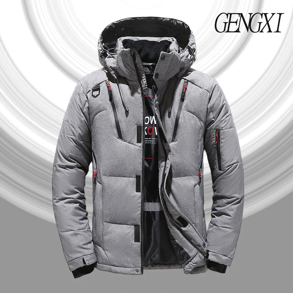 Chaquetón de plumón de hombre para exteriores, ligero, cálido, con cuello desmontable, novedad de invierno, informal, a la moda, con múltiples bolsillos, para trabajo