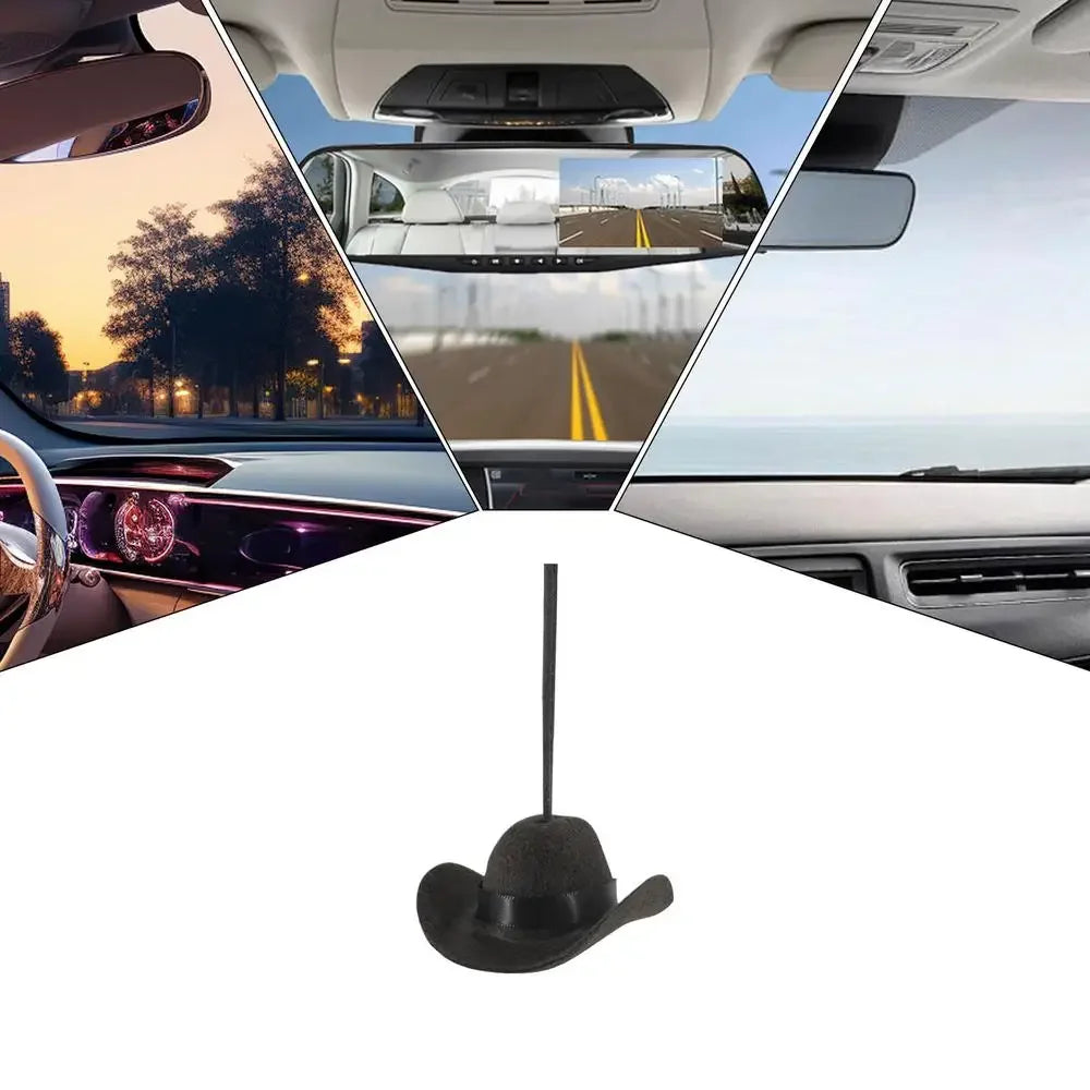 Ornement de voiture de chapeau de cowboy mignon – Décor pendentif en tissu pour femmes et hommes, accessoire intérieur automobile amusant pour voyage sur route