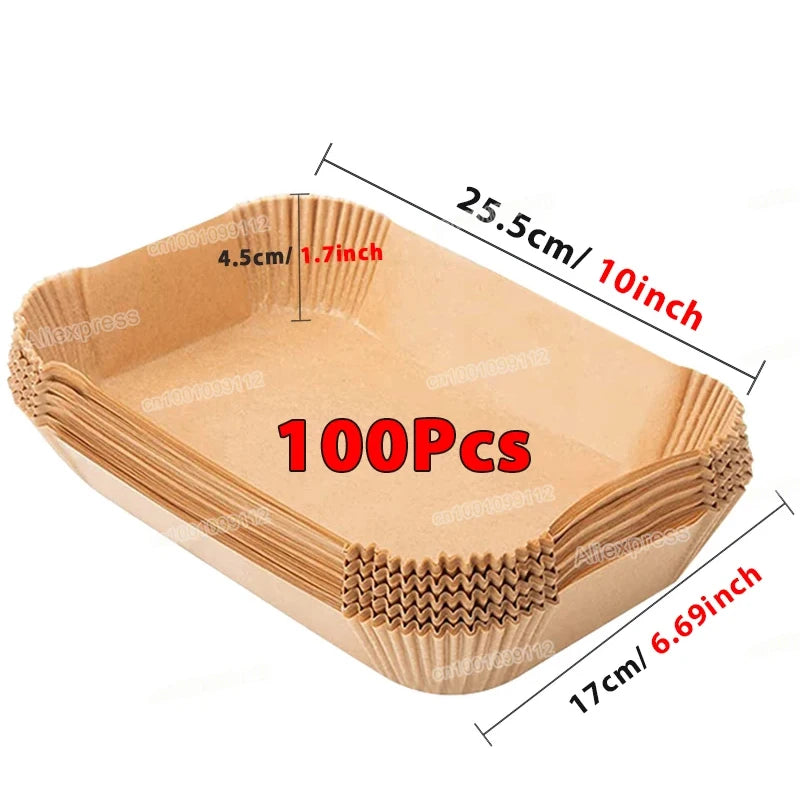 Papier antiadhésif pour friteuse à air et poulet, papiers de cuisson ronds, doublures en papier, accessoires de cuisine, 50 pièces, 100 pièces
