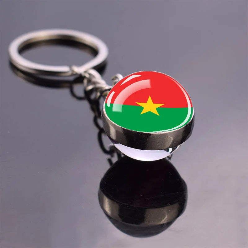 Porte-clés drapeau africain, algérie, somalie, tunisie, maroc, egypte, drapeau National, pendentif boule de verre Double face, cadeau