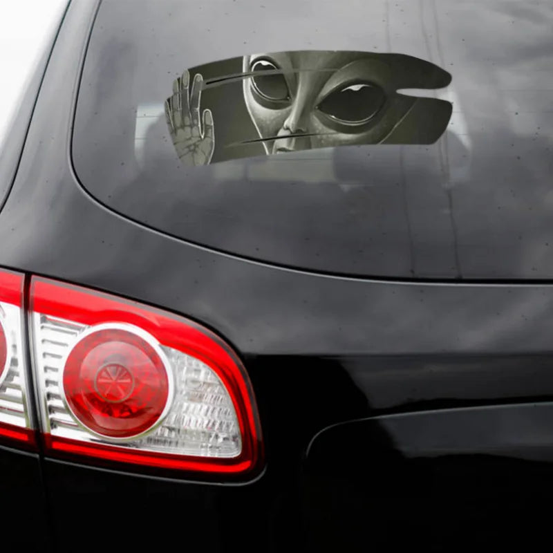 Autocollant 3D en vinyle craquelé Alien, 11.8X7.87CM, autocollant pour voiture de course automobile, pour couvrir les rayures et tirer les fleurs