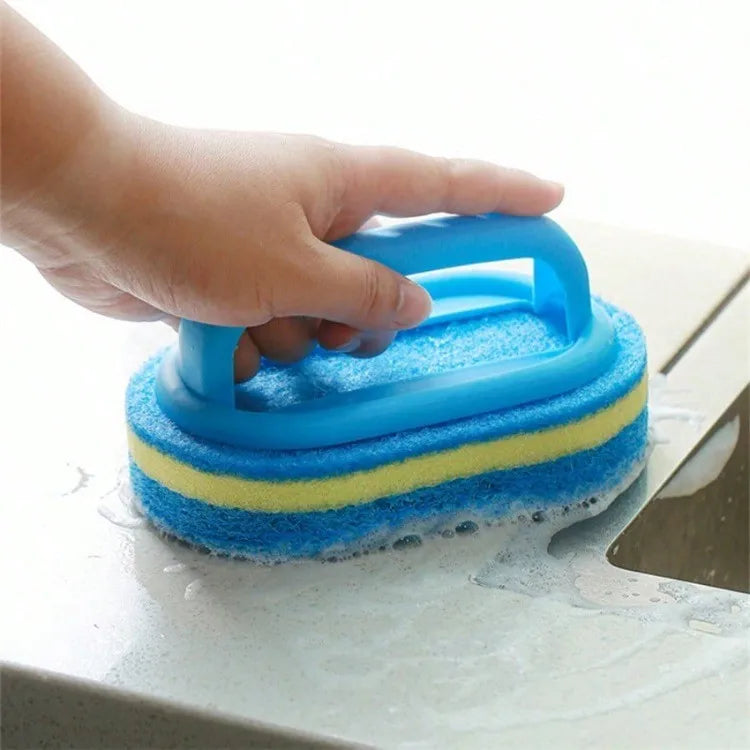 Brosse de nettoyage avec manche, éponge de cuisine épaisse, lingette pour carrelage de salle de bain, outils de nettoyage domestique pour l'élimination des taches