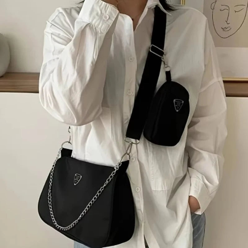 Juego de 2 bolsos de mano de nailon, bolsos de mano chic y resistentes con JOStrap para 03 usos y viajes