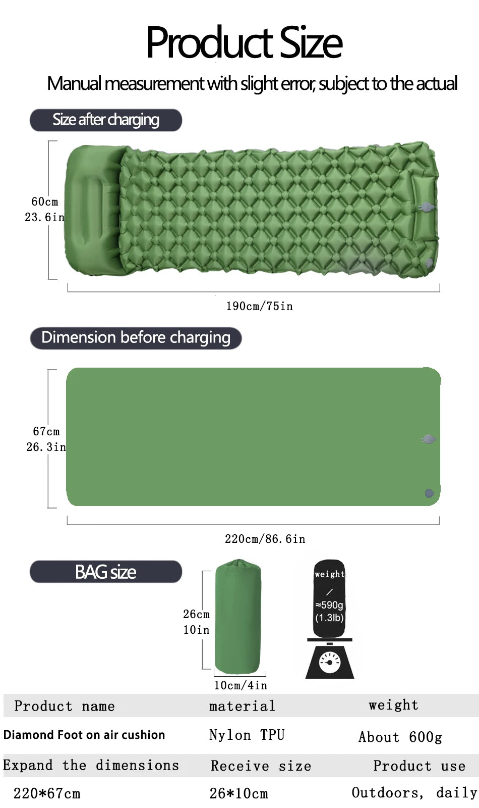 Tapis de couchage pliant pour Camping en plein Air, matelas gonflable de plage avec oreillers, tapis d'air ultraléger pour voyage et randonnée, nouveau