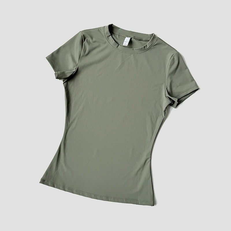 Top de yoga sin costuras para mujer, camiseta deportiva, ropa de fitness, camiseta de yoga de manga corta, top de gimnasio, ropa activa de running