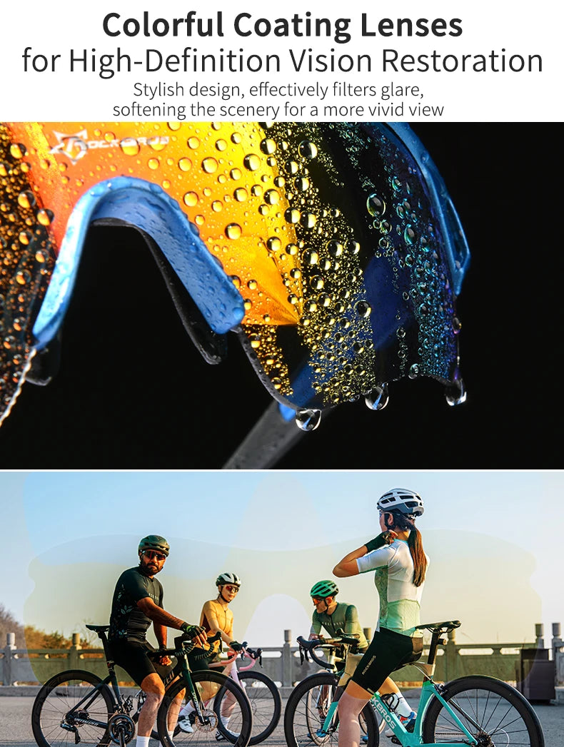 Lunettes de soleil sport cyclisme polarisées — route, VTT, équitation, protection, 5 lentilles