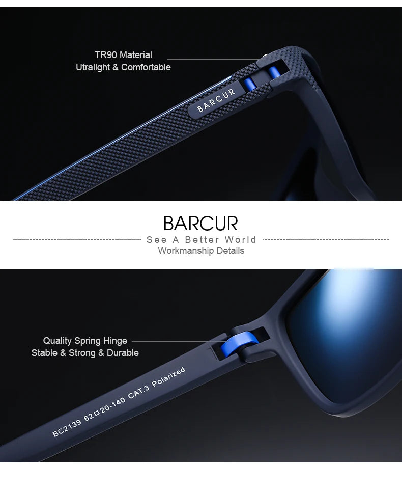 Lunettes de soleil polarisées TR90 sport léger — protection UVAB, homme et femme