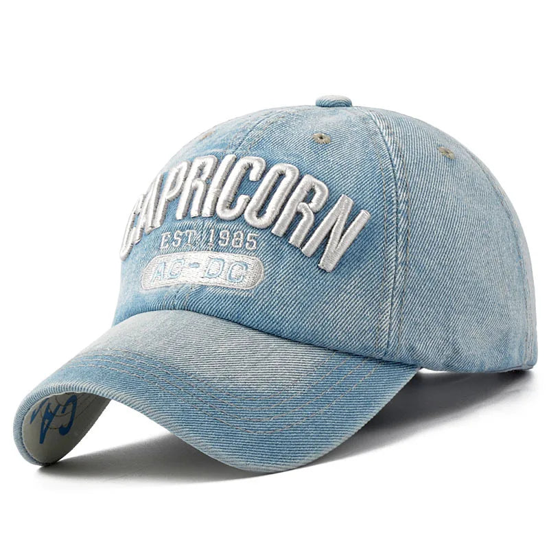 Casquette de baseball en denim pour hommes et femmes — lettres brodées, sport été, hip hop, unisexe, 2024