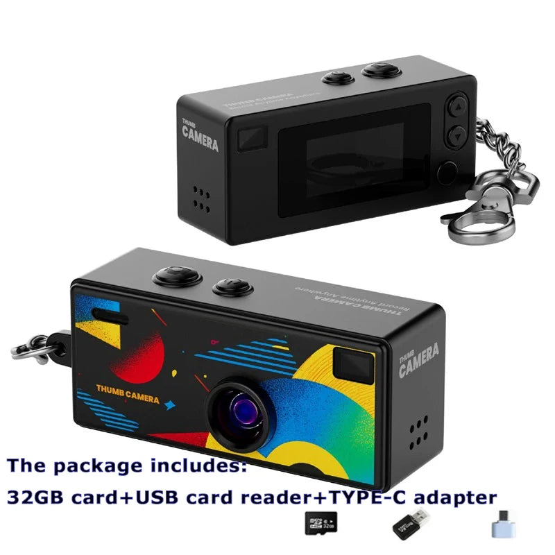 Mini cámara llavero de 0,96 pulgadas, cámara de acción retro, compatible con tarjeta de memoria, 1080P, cámara de vídeo muy pequeña, grabadora de vídeo