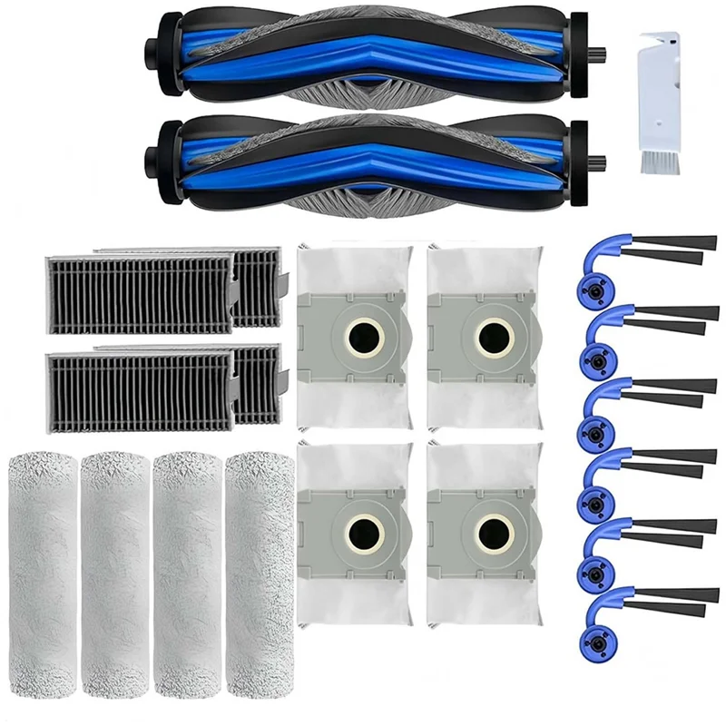 【¡Oferta Flash!】 Kit de repuesto de filtro, paño, rodillo, bolsa para polvo y cepillos laterales principales (21 piezas) para aspiradora Ecovacs Deebot X9 Pro Omni/X9 Pro