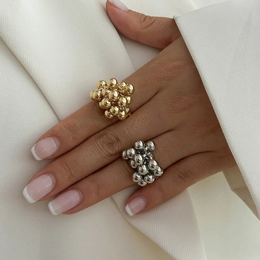 Salircon 2026 – Anillo abierto de metal de estilo punk hip-hop con pequeña bola CCB para mujer y hombre, joya de moda, regalo