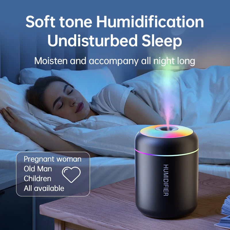 180ML USB Electric Mini Air Humidifier, Aroma Diffuser, Essential Oil Purifier, Aromatherapy Mist Maker with Lights for Car, Home, Bedroom