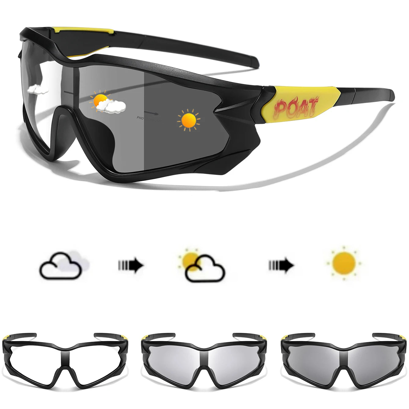 POAT tout nouveau Style lunettes de soleil photochromiques sport hommes femmes vtt vélo lunettes de vélo cyclisme pêche lunettes de course