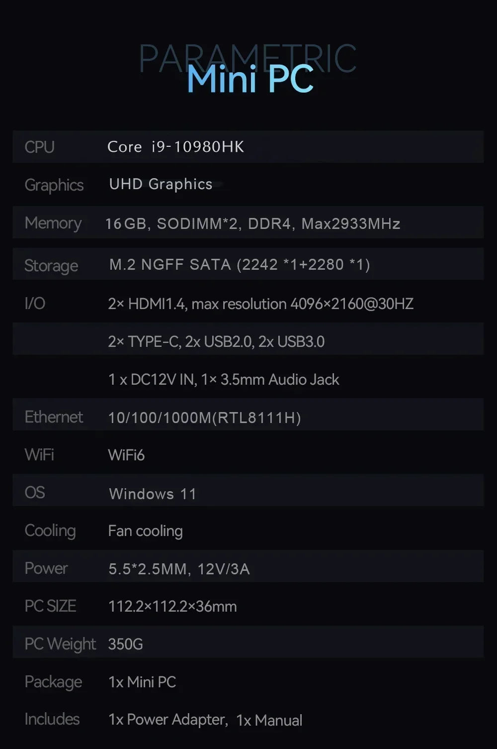 Mini PC 2026 Windows 11 Pro Intel I9-10980HK/N150 32 Go DDR4 1 To SSD Ordinateur Gamer Double Wi-Fi 6 BT5.2 4K HD pour Gaming