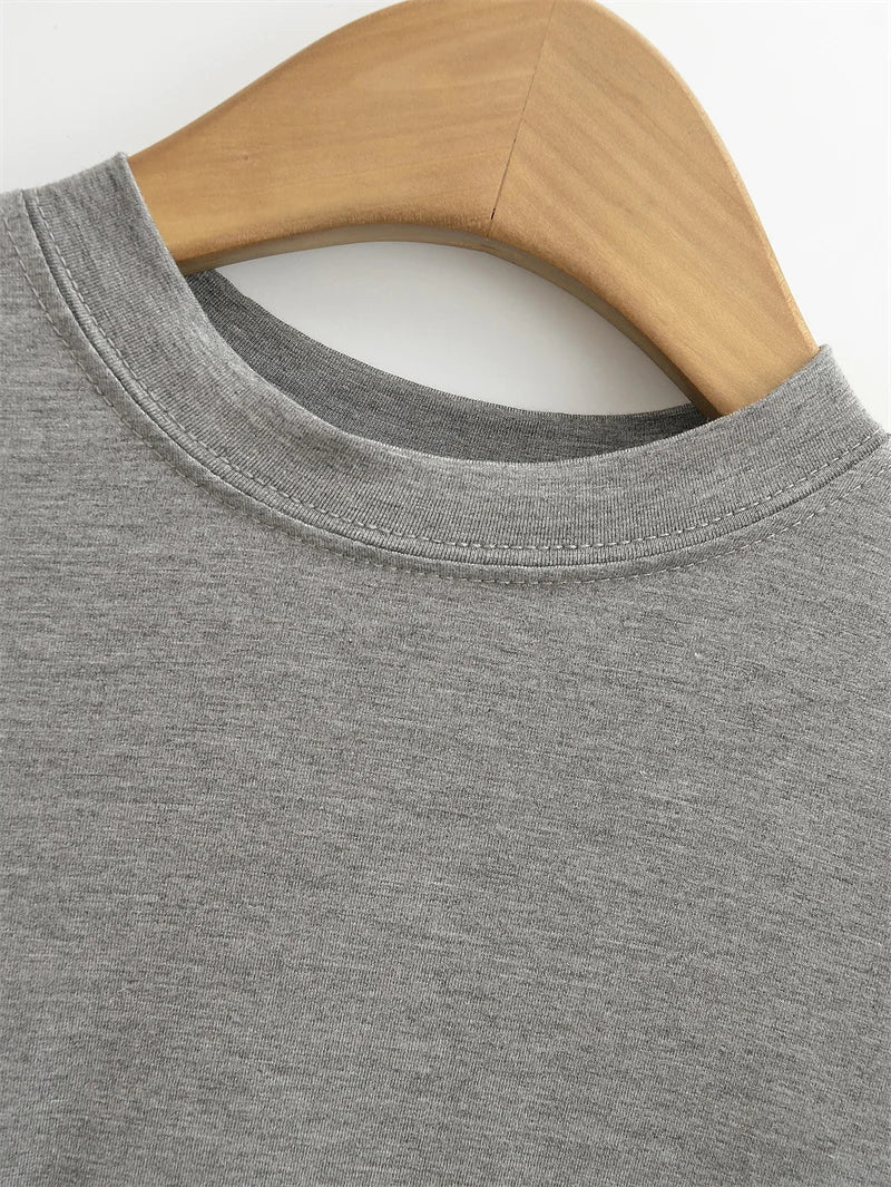 Camiseta de manga corta para mujer, casual, de alta calidad, sexy, ajustada, a la moda, de color liso, ropa y2k, 2024