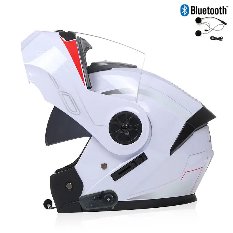 Casque Moto Bluetooth Intégral Homme — Motocross Rabattable Certifié DOT