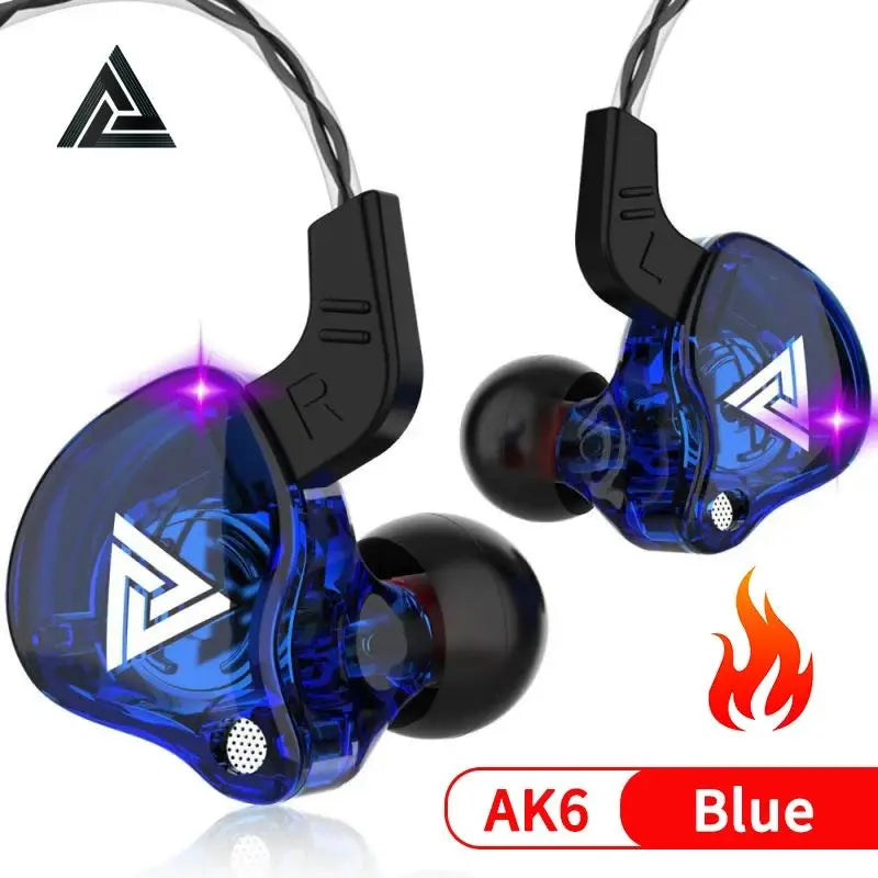 Original QKZ AK6 Copper Driver HiFi Wired Earphone 3.5MM Running Sports Headset Bass Stereo Headphone Music Earbuds In-ear with Mic