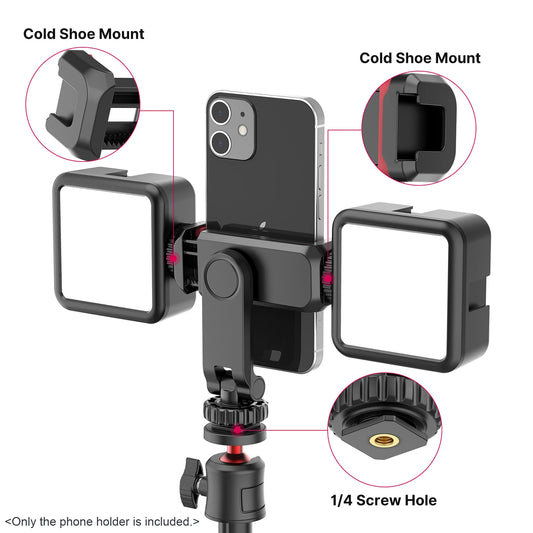 Support Téléphone Trépied 360° Multifonctionnel — Pince Double Sabot Froid Vlog