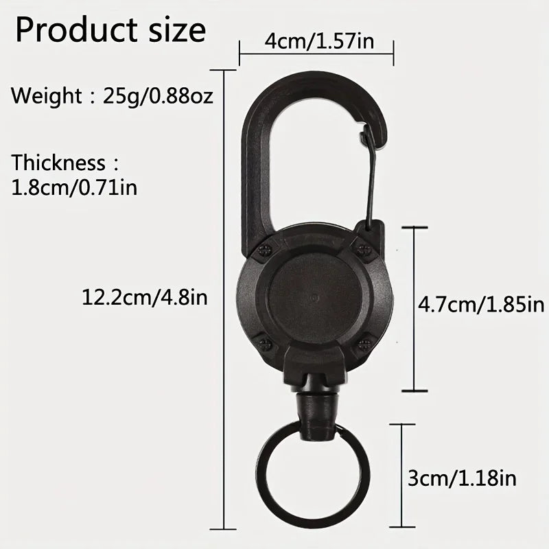 Llaveros retráctiles extensibles, carretes de insignia, clip resistente con mosquetón, para hombres, bolsas de exterior, 1/2/4 piezas