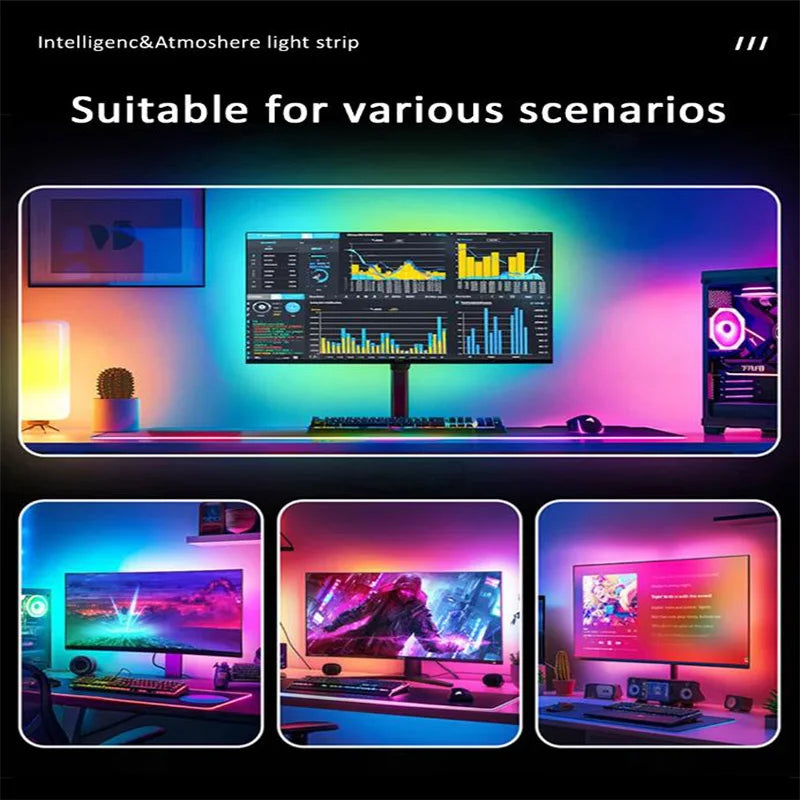 Bande LED USB PC 24-34 Pouces RGBIC — Sync Musicale App, Rétroéclairage Écran, Gaming