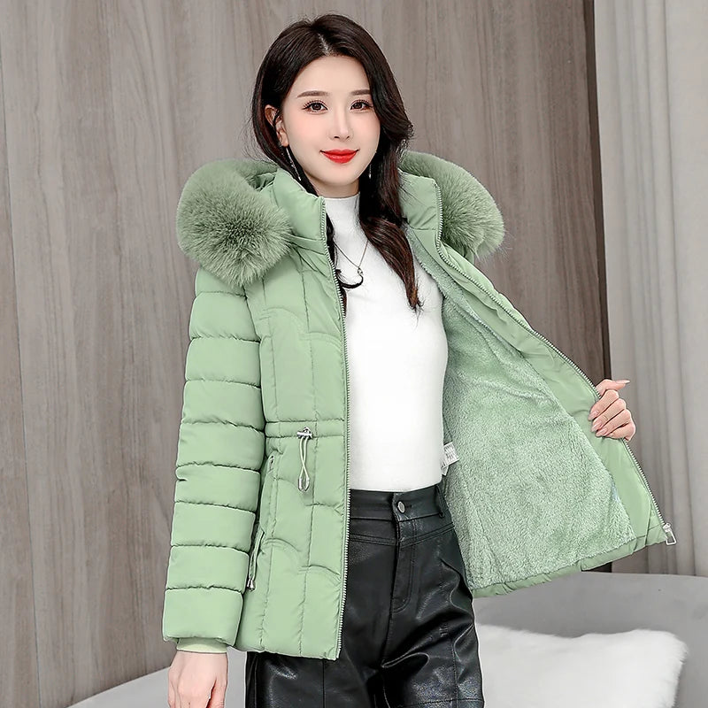 Winter 2025 new down jacket women Parkas fashion high quality warm cotton padded coat ladies short hooded overcoat tops