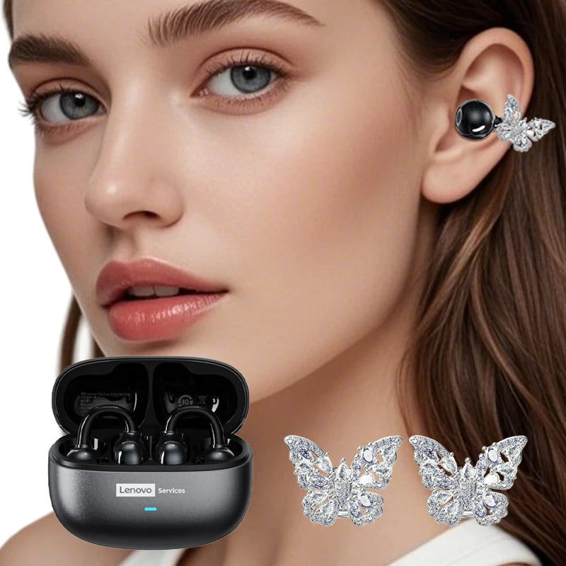 Auriculares Lenovo LE302 HIFI estéreo deportivos de clip abierto, Bluetooth 6.0 con cancelación de ruido y batería de larga duración