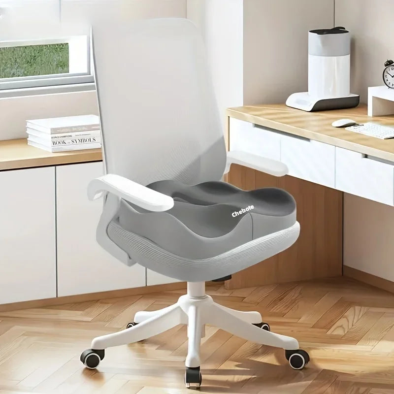Coussin de siège en mousse à mémoire de forme, 1 pièce, support ergonomique 3D |   Vert clair et gris, polyester lavable, essentiels pour voiture/bureau