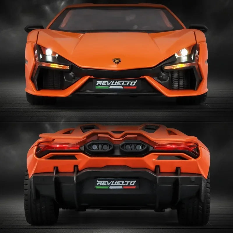 Simulation Car Lamborghini Revuelto, collectible model with sound and light, ideal as a birthday gift for a boy, 1/24