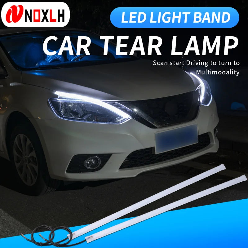 2 pièces phares automobiles clignotant blanc jaune feux de débit de frein LED DRL voiture feux de jour bande Flexible étanche 12V