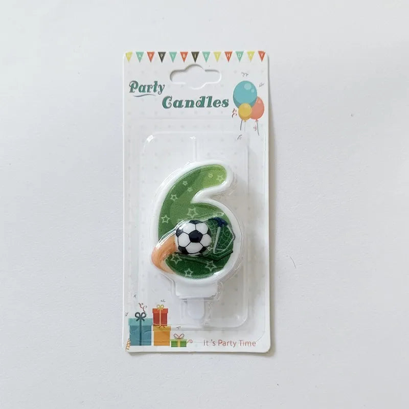 Bougies Gâteau Anniversaire Ballon Football Chiffres 0–9 — Décoration Fête Thème Sport