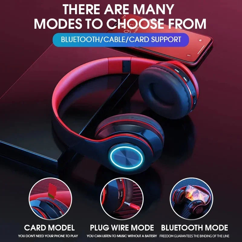 Auriculares de sauna Bluetooth plegables con micrófono, auriculares inalámbricos, estéreo, soporte para tarjeta TF, FM, Xiaomi, iPhone, teléfono Samsung