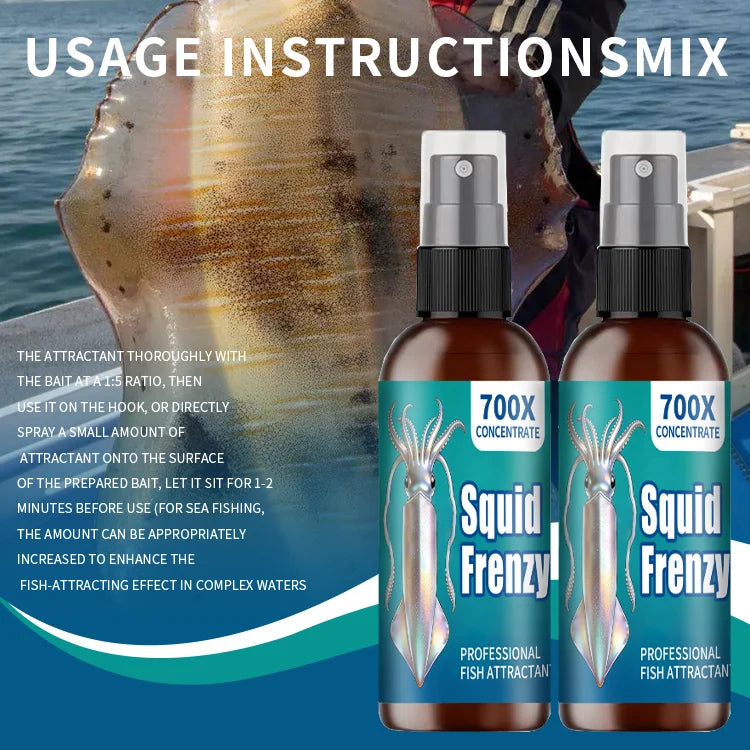 Liquide de pêche multi-effet de calmar, spécialement conçu, stimule rapidement le calmar de la faim, liquide de pêche professionnel, attractif de calmar