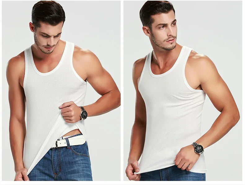 1 paquete de camisetas sin mangas de algodón para hombre, estilo simple de cuatro estaciones para adolescentes, gimnasio, fitness, camiseta sin mangas informal para hombres de mediana edad