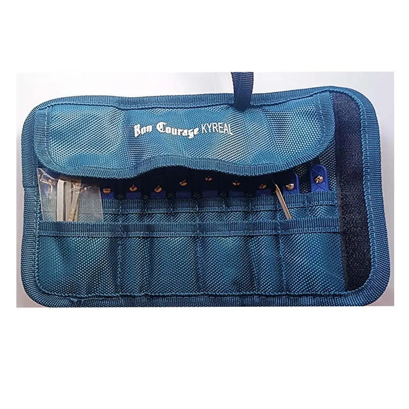 Outil de serrurier professionnel — 11 crochets en acier inoxydable 0,4mm, manche bleu-violet