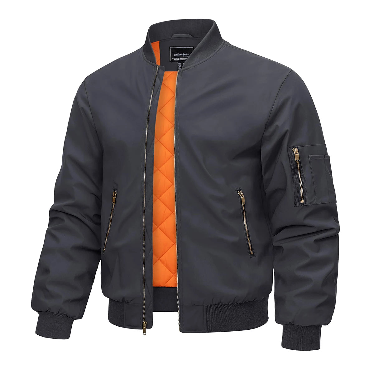 MAGCOMSEN Bomber jacket men's warm zip winter padded casual coat baseball windproof pilot varsity jackets