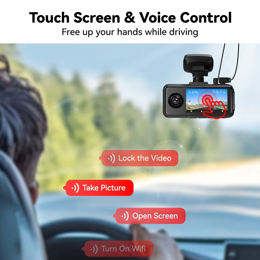 Dashcam 4K WiFi 5.8GHz GPS — Vision Nocturne 3 Caméras Avant Cabine Arrière