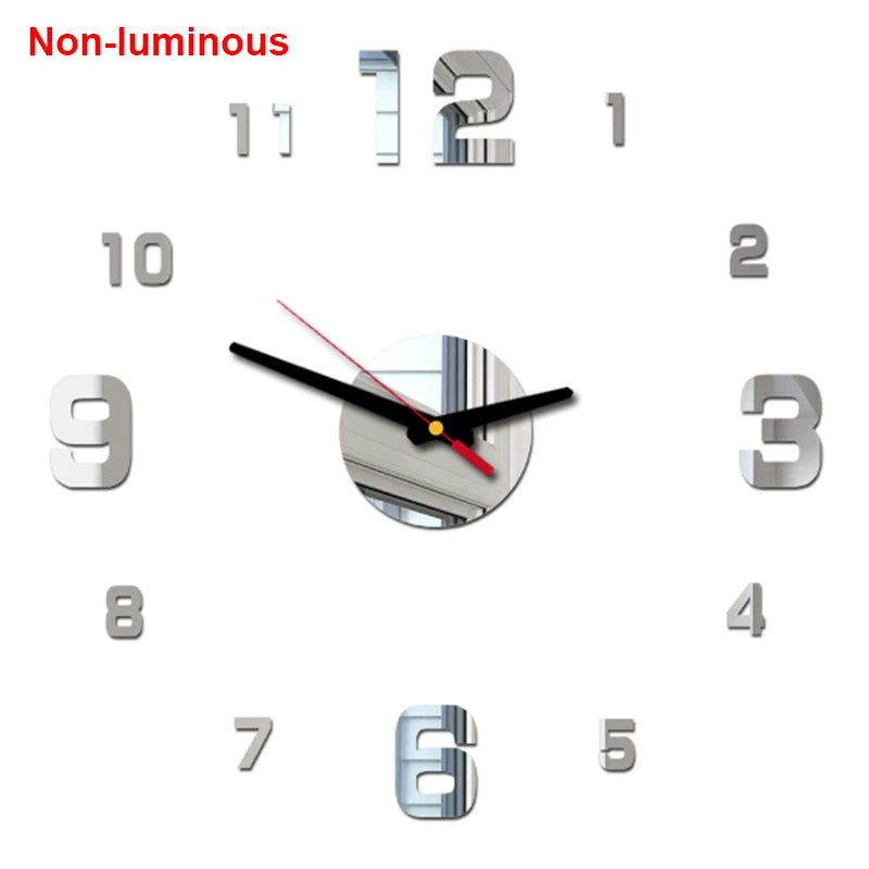 Reloj de pared, reloj de pared luminoso DIY, reloj de cuarzo, pegatinas de espejo acrílico, reloj de pared, decoración de pared, decoración cálida del hogar.