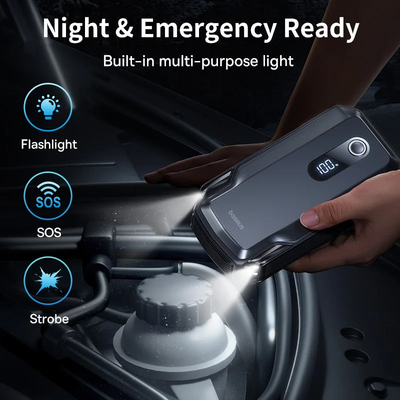 Baseus 20000mAh démarreur de saut de voiture batterie externe 2000A 20000mAh chargeur de batterie de voiture Auto Booster d'urgence dispositif de démarrage démarrage de saut