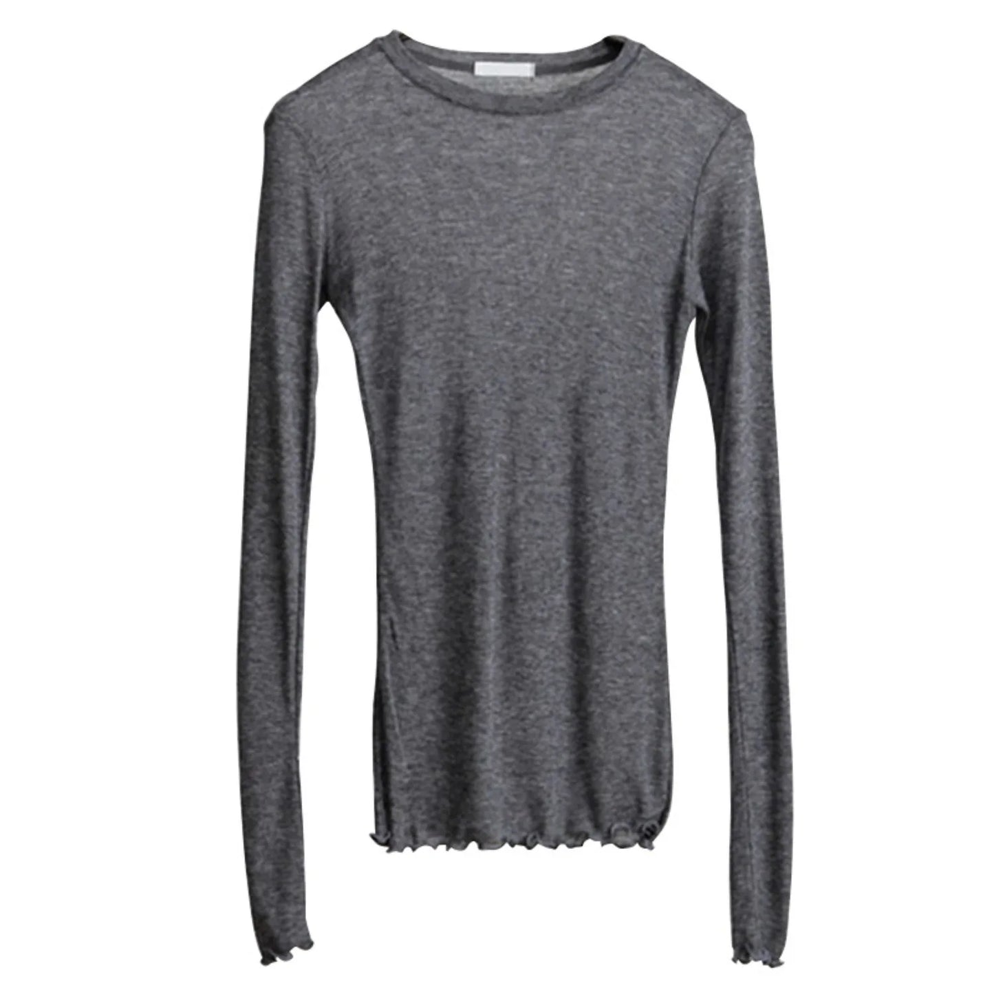 T-Shirt Transparent Sexy Manches Longues Femme — Élastique Coupe Ajustée Soirée
