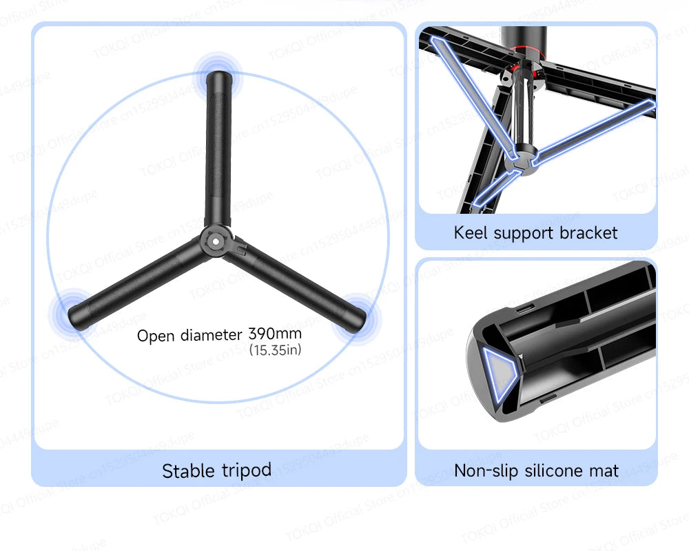 TOKQI — Bâton Selfie Extensible 360° Télécommande Bluetooth & Lumière Optionnelle