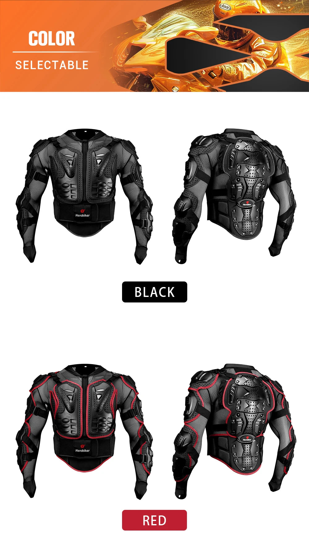 Vestes moto armure complète pour hommes — protection Motocross, équipement, vêtements S-4XL