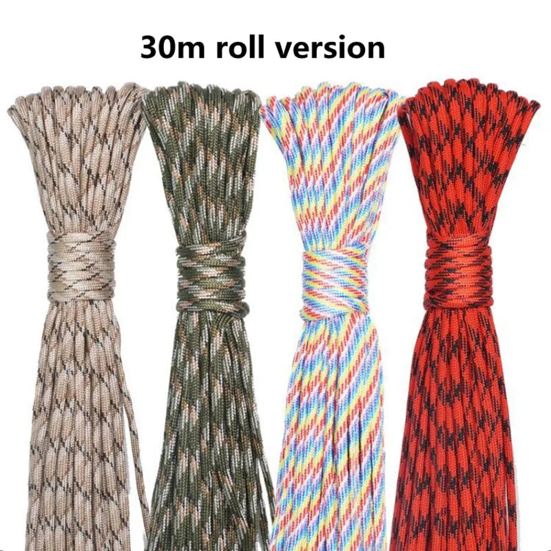 Paracorde 550 à 7 cœurs, 5M/15M/30M, 4mm, cordon de Parachute, kit de corde de survie pour Camping en plein air, parapluie, tente, lanière, corde à linge