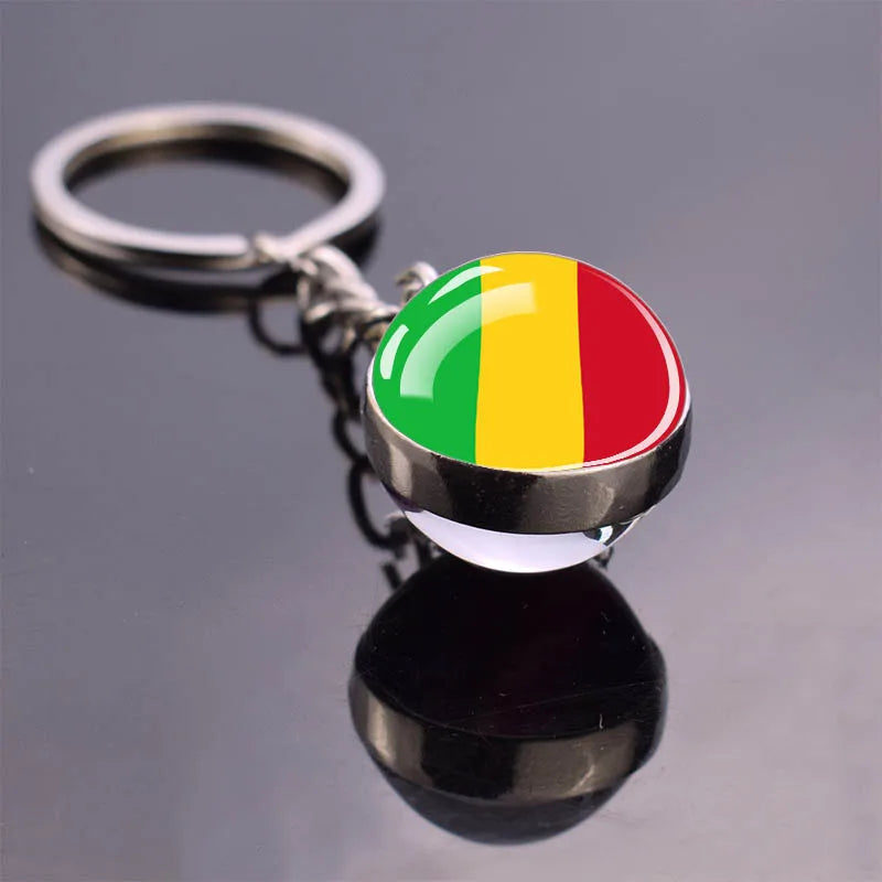 Porte-clés drapeau africain, algérie, somalie, tunisie, maroc, egypte, drapeau National, pendentif boule de verre Double face, cadeau