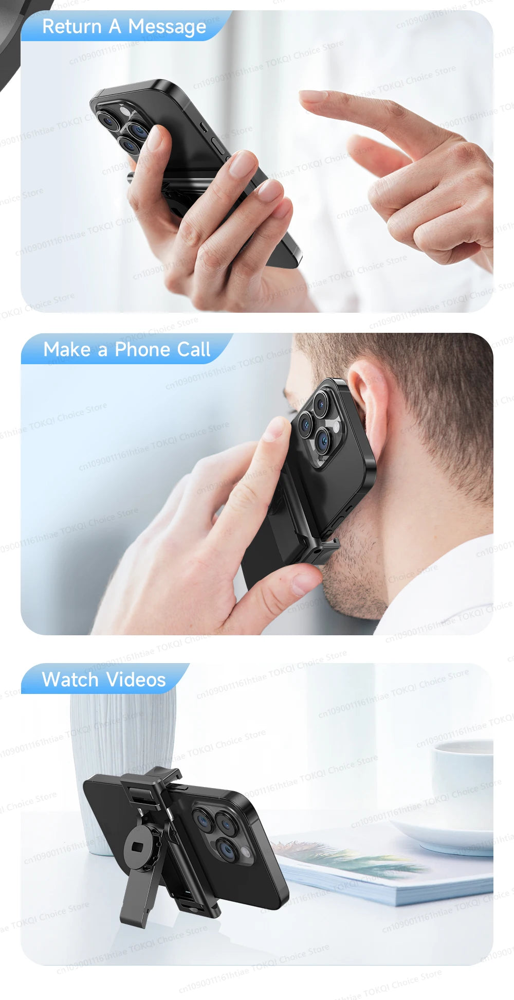 TOKQI C17 – Trépied selfie 360° avec suivi IA automatique, télécommande et lumière de remplissage