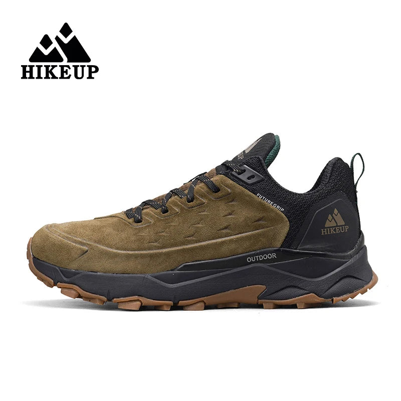 HIKEUP chaussures de randonnée pour hommes Sports de plein air Camping chasse marche chaussure daim cuir véritable respirant Sneaker antidérapant