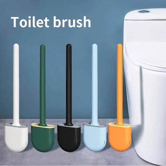 Nettoyeur de brosse de toilette suspendu en Silicone, avec manche Long, nettoyeur Flexible, brosse de salle de bain, support à séchage rapide, accessoires de salle de bains